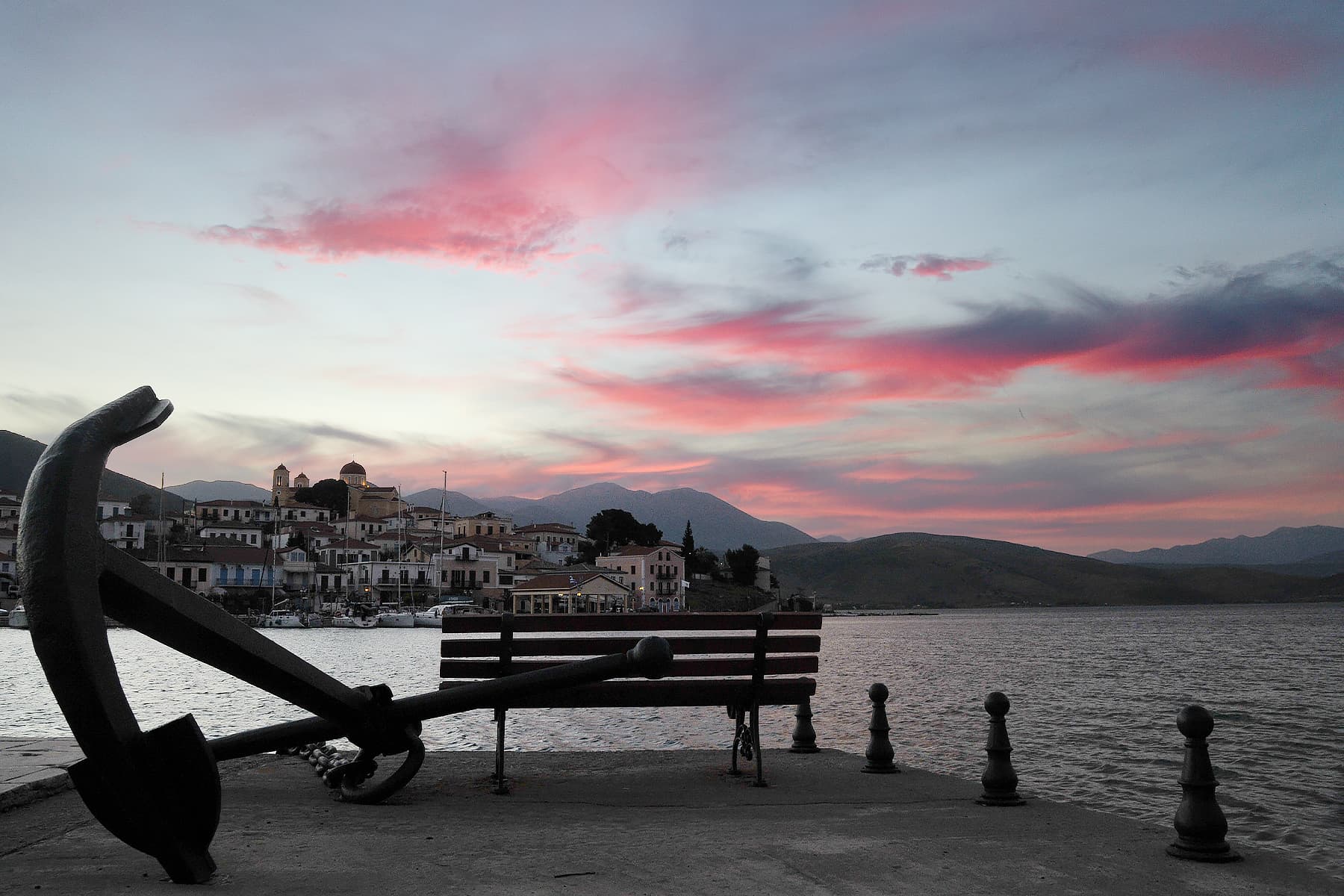 The Gulf of Corinth seen from Galaxidi at dusk