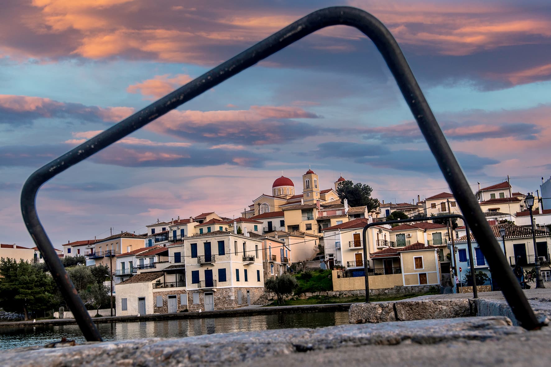 Galaxidi at dusk seen from the water